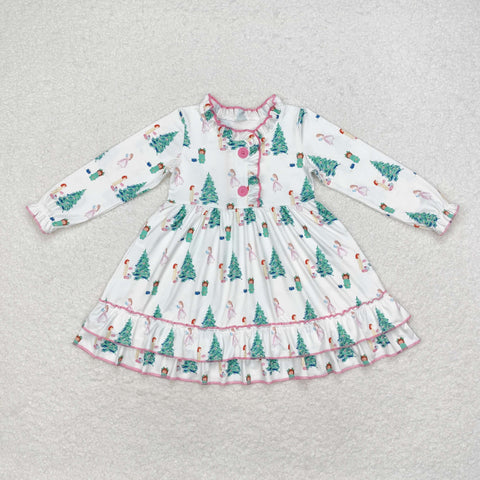 GLD0622     toddler girl clothes tree girl christmas winter dress