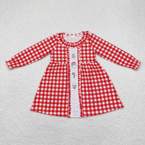 GLD0634  toddler girl clothes  embroidery santa girl christmas winter dress