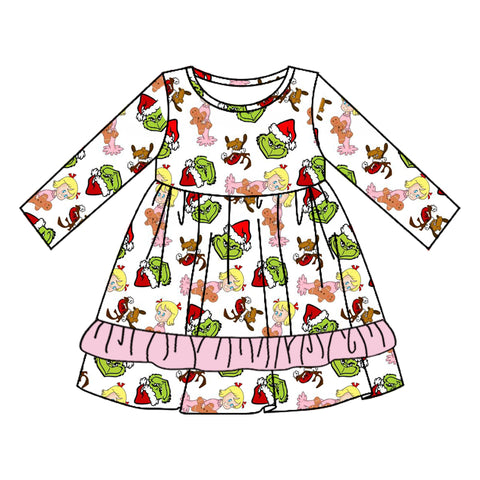 GLD0650 pre-order  toddler girl clothes cartoon girl christmas winter dress-2024.7.21