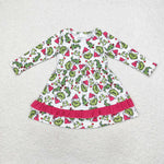 GLD0651    toddler girl clothes cartoon girl christmas winter dress