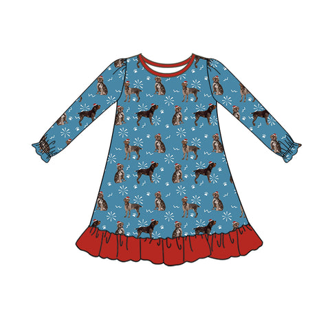GLD0658 pre-order  toddler girl clothes cartoon dog girl christmas winter dress-2024.7.22