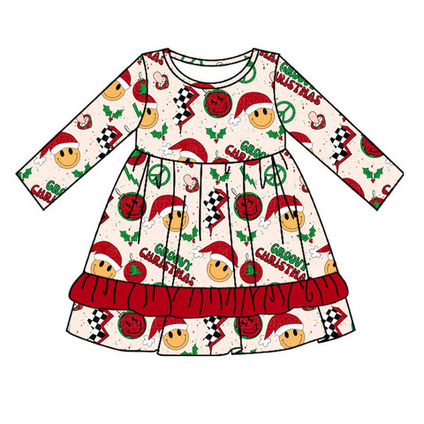 GLD0662 pre-order  toddler girl clothes smile girl christmas winter dress-2024.7.22
