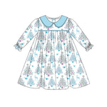 GLD0663 pre-order  toddler girl clothes trees girl christmas winter dress-2024.7.22