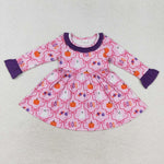 GLD0691   toddler girl clothes boo pumpkin girl halloween winter dress