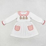 GLD0765   toddler girl clothes embroidered gingerbread man girl winter christmas dress