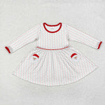 GLD0779   toddler girl clothes embroidery santa girl winter christmas dress