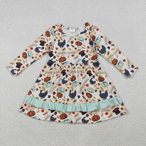 GLD0789    toddler girl clothes turkey girl thanksgiving winter dress