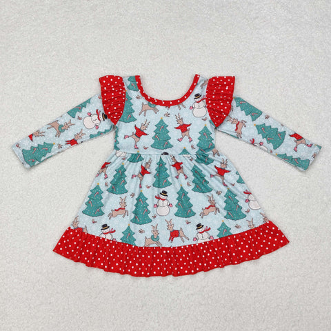 GLD0794  toddler girl clothes snowman girl christmas winter dress