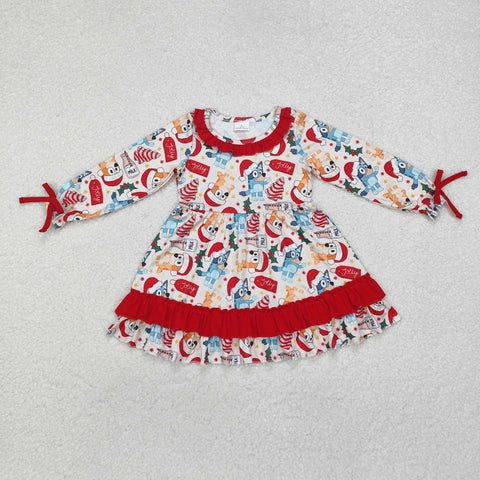 GLD0802   toddler girl clothes cartoon dog girl christmas winter dress