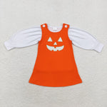 GLD0807 toddler girl clothes embroidered smiley girl winter halloween set