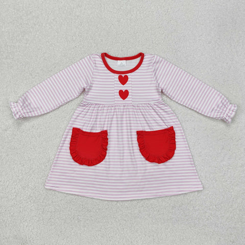 GLD0853  toddler girl clothes heart girl winter valentines day dress