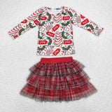 GLD0883 toddler girl clothes milk cookies girl christmas outfit