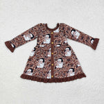 GLD0910  toddler girl clothes leopard print girl winter christmas dress