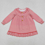 GLD0933    toddler girl clothes stripes girl winter xmas dress