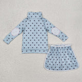 GLD0972   baby girl clothes blue flower toddler girl fall outfit