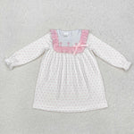 GLD0981  toddler clothes embroidery cross baby girl winter dress