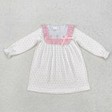 GLD0981  toddler clothes embroidery cross baby girl winter dress