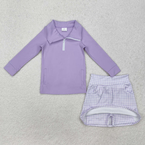 GLD0985   baby girl clothes purple toddler girl yoga outfit