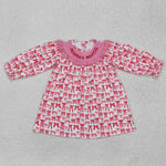 GLD0990  toddler girl clothes embroidery smocked bows girl Valentine's Day dress