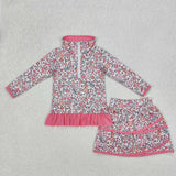 GLD1011   baby girl clothes floral toddler girl skirt outfit