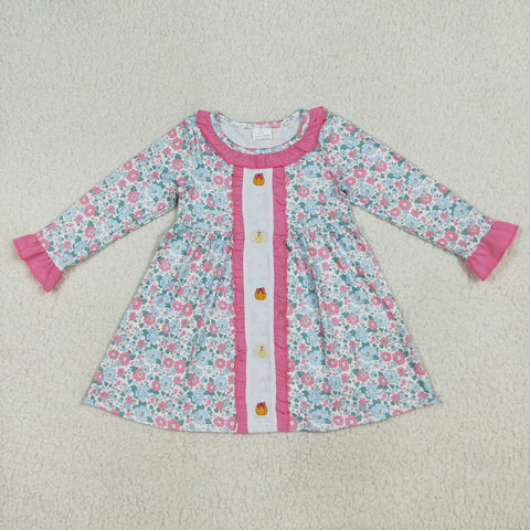 GLD1053  toddler clothes embroidery turkey baby girl Thanksgiving Day winter dress