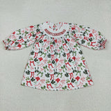 RTS kids clothes embroidery smocked bows kids christmas  matching clothes winter set-2025.7.28