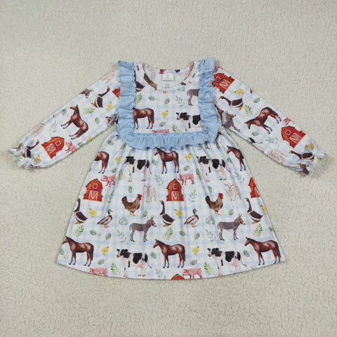 GLD1171  toddler girl clothes animals girl winter dress