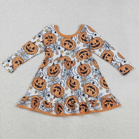 GLD1258   toddler clothes pumpkin baby girl halloween winter dress