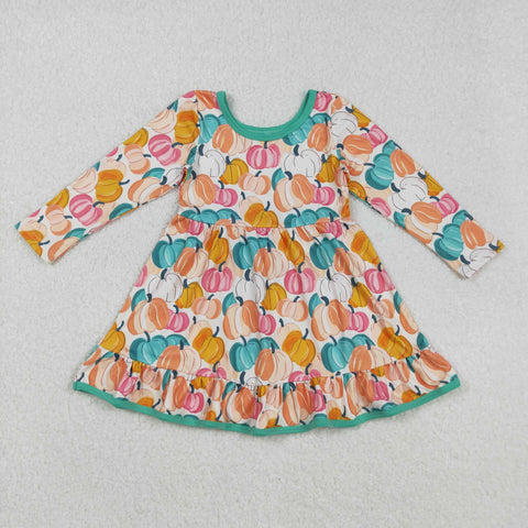 GLD1264   toddler clothes pumpkin baby girl winter dress