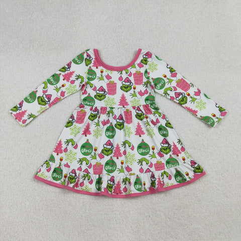 GLD1277   toddler clothes cartoon baby girl christmas winter dress