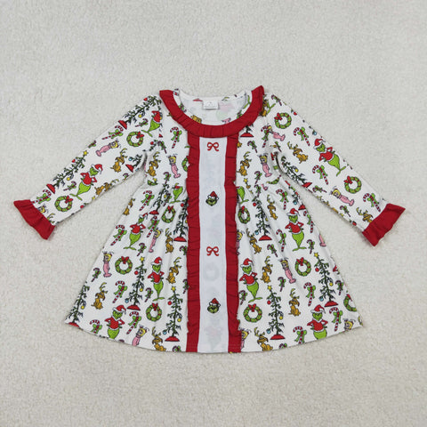 GLD1289   toddler girl clothes embroidery girl christmas winter dress