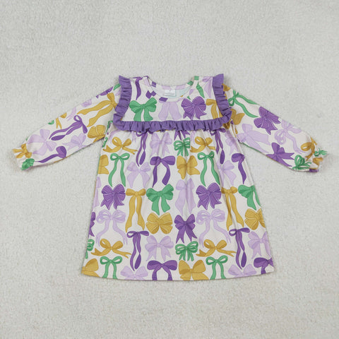 GLD1295    toddler girl clothes bows girl mardi gras winter dress