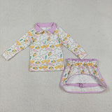 GLD1334 baby girl clothes mardi gras print toddler girl skirt outfit