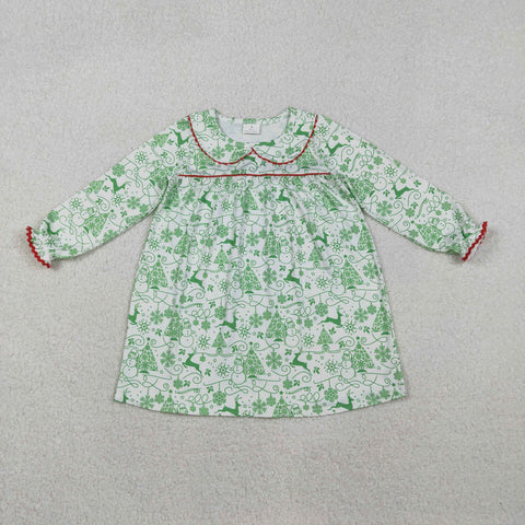 GLD1345   toddler girl clothes deer print girl christmas winter dress