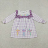 RTS kids matching clothing embroidery cross print clothing girl easter clothing-2025.11.15