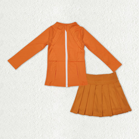 GLD1382 baby girl clothes orange toddler girl yoga outfit