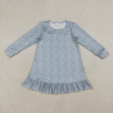 GLD1424 toddler girl clothes floral print girl winter dress
