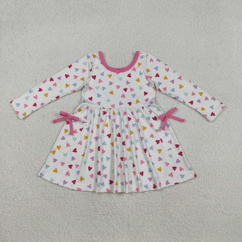 GLD1428 toddler girl clothes heart print girl valentine's day dress