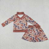 GLD1476  baby girl clothes camo print toddler girl skirt outfit