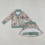 GLD1477   baby girl clothes camo print toddler girl skirt outfit