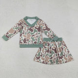 GLD1477   baby girl clothes camo print toddler girl skirt outfit