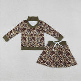 GLD1479  baby girl clothes camo print toddler girl skirt outfit