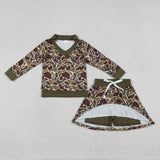 GLD1479  baby girl clothes camo print toddler girl skirt outfit