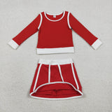 GLD1482   baby girl clothes red toddler girl yoga skirt outfit
