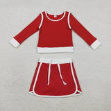 GLD1482   baby girl clothes red toddler girl yoga skirt outfit