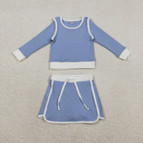 GLD1483  baby girl clothes blue toddler girl yoga skirt outfit