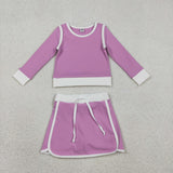 GLD1484  baby girl clothes purple  toddler girl yoga skirt outfit