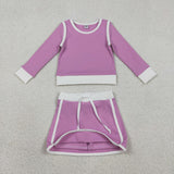 GLD1484  baby girl clothes purple  toddler girl yoga skirt outfit