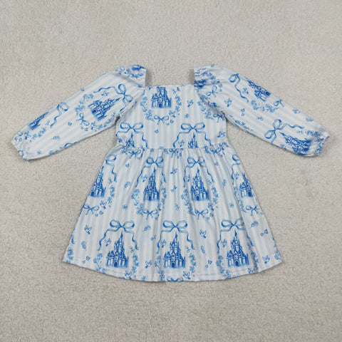 GLD1567 toddler girl clothes castle print girl summer dress