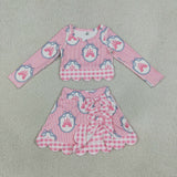 GLD1601   baby girl clothes castle print toddler girl yoga skirt outfit